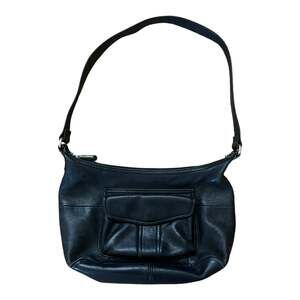 Fossil Black Leather Shoulder Strap Bag Purse Handbag